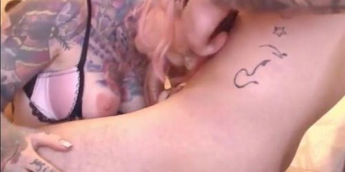 Amazing Tattooed Blonde Deepthroats Cock