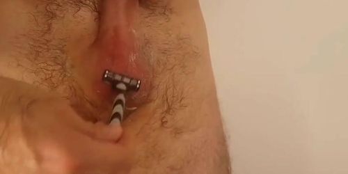 Shaving penis and balls