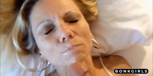 Petite mature blonde POV facial and replay