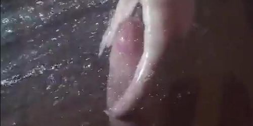 Long nails play with cock and blowjob under the shower