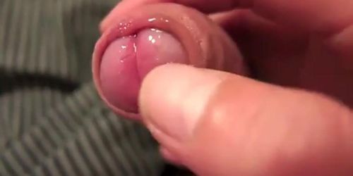 Bed uncut foreskin gaming closeup cum