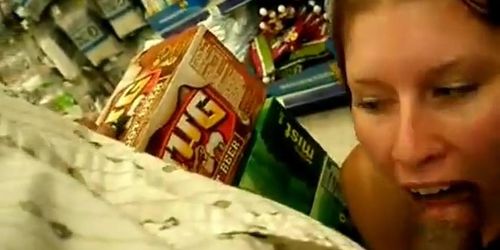 exciting blowjob in supermarket