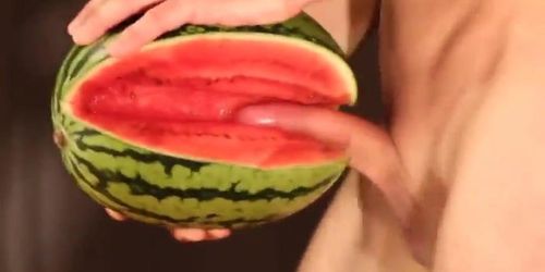 water melon cum - fucking a melon and cumming