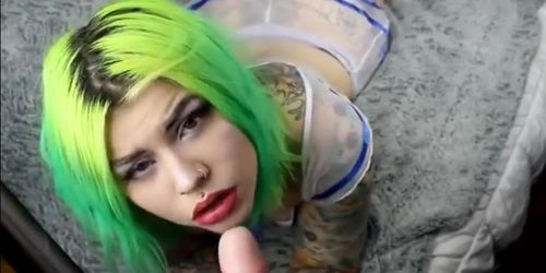 green haired tattoo girl toy hard toy fuck