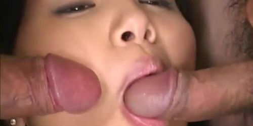 Japanese slut moans as shes fucked in gangbang