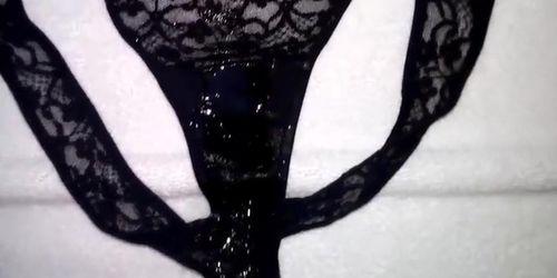 Huge load of cum on my sisters dirty panties 18 spurts