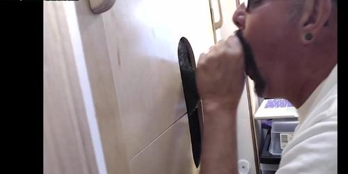 Gloryhole gay enjoys sucking black dick and stroking it