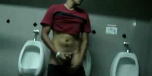 Public Handjob in a Restroom by Bigcockflasher