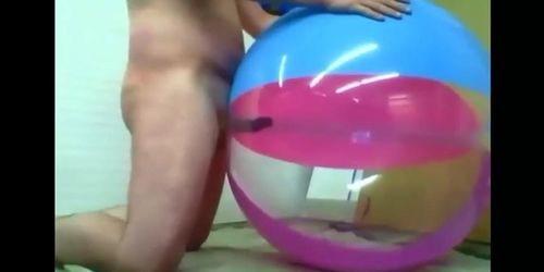 Daddy Plays with Inflatable Beach Ball Sex Toy