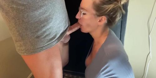 Blonde MILFs Hotel BJ Swallows Every Drop