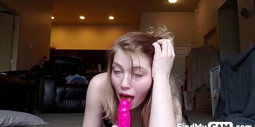 Blonde Teen With Big Ass And Tits Rides Dildo