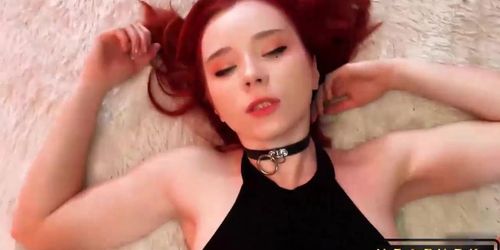 Hot Redhead Deepthroat and Hardcore Sex to Cum in Mouth POV in Sexy Bodysuit