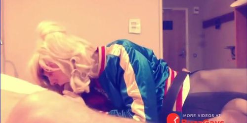 Suicide Squad Harley Quinn crossdresser suck and swallow