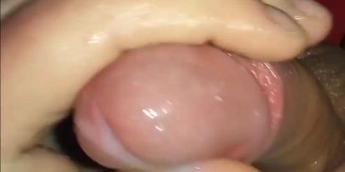 chubby boy get slow cumshot from uncut small cock very close