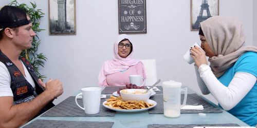 Middle Eastern women Julianna Vega and Mia Khalifa thre