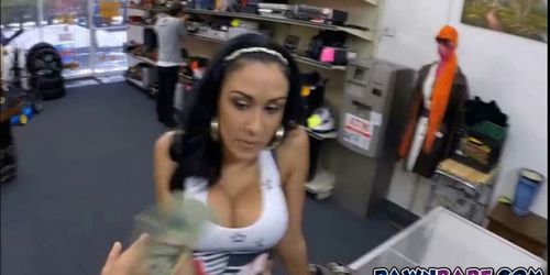 Fucking someone elses girlfriend in his pawnshop