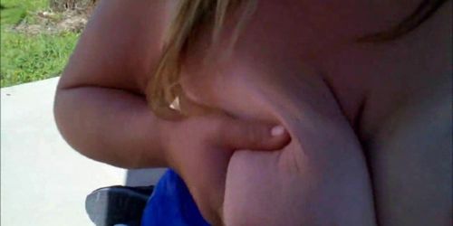 Blonde MILF POV cocksucking outdoor