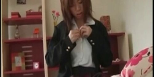 Uncensored Japanese school girl with dildo in her pussy