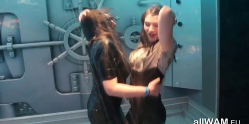 Brunettes In Wet Dirty Club Dance