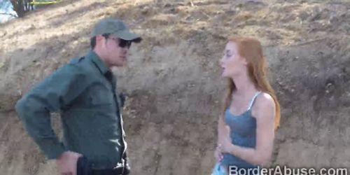 Petite redhead immigrant caught at border by horny offi