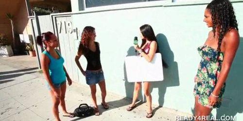 Teens flashing tight pussies in public for cash