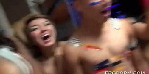 Horny students having a sex party in dorm rooms