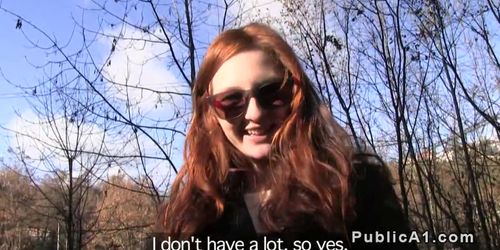 Redhead fucks stranger outdoors