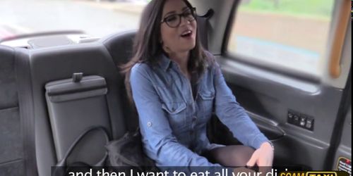 Damn nerd Spanish babe gets fucked anal in the cab