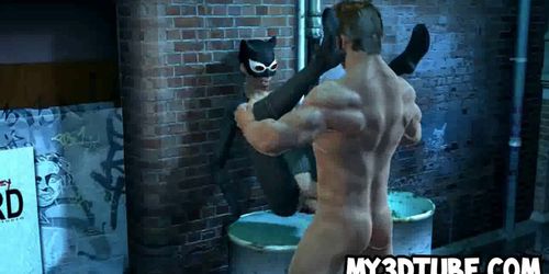 3D cartoon Catwoman getting fucked by Wolverine