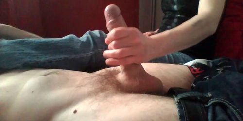 Wife gives great handjob