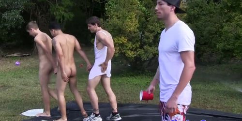 Straight pledging twink assfucked outdoor