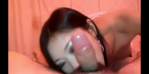 Asian girl loves her mouth with american cum