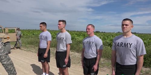 Gay army recruit drilled in ass outdoors