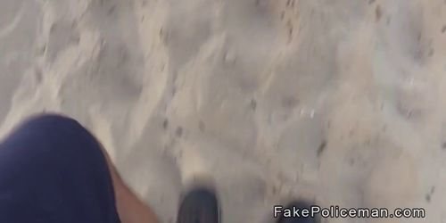 Teen anal fucks on the beach by fake cop