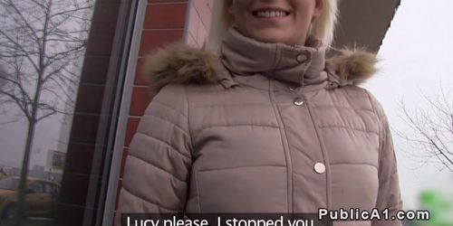 Blonde Czech babe banged in public from behind