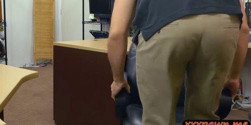 Busty woman gets nailed by pawn keeper at the pawnshop