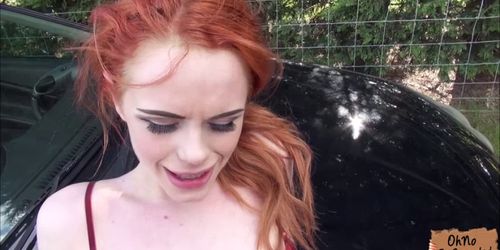 Slutty British babe Ella Hughes sucks up a huge fat coc