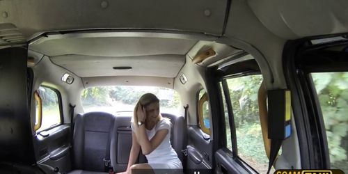 Unusual brunette European have sex with a cabbie inside