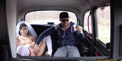 Horny chick Gina fucks drivers massive cock and gets cr