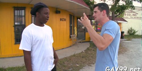 Black gay fucks white pal