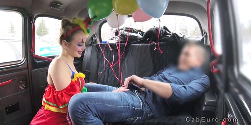 Hot clown got pussy banged in cab