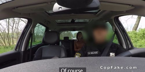 Beautiful ass redhead bangs fake cop in car