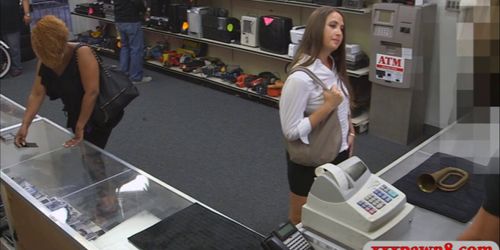 Sexy woman nailed by nasty pawn keeper at the pawnshop