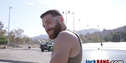 Stud with saggy scrotum feeling it deep inside ass