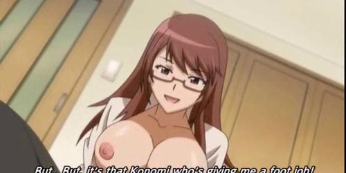 Busty hentai wife licking hard cock