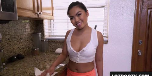 Sexy big ass asian maid gets doggystyle fucked for mone (Cindy Starfall)