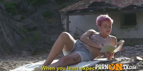 Pink haired latin chick gets her cock hungry cunt stuff