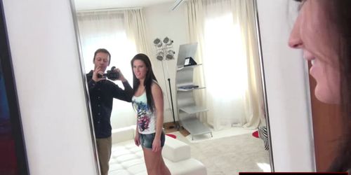 Rocco Siffredi casting busty brunette Athina 