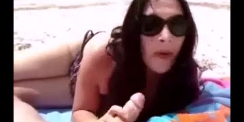 Brunette gives sex on the beach