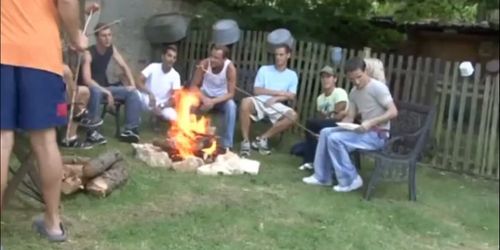 Gay outdoor group orgy